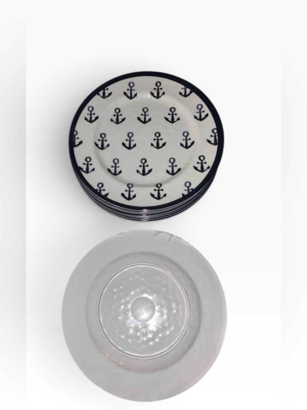 Nautica Set of 8 -100% Melamine Anchor Salad/ Luncheon/Appetizer Plates 8"